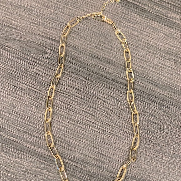 Gold-toned Paper Clip Link Chain Necklace - Picture 6 of 7